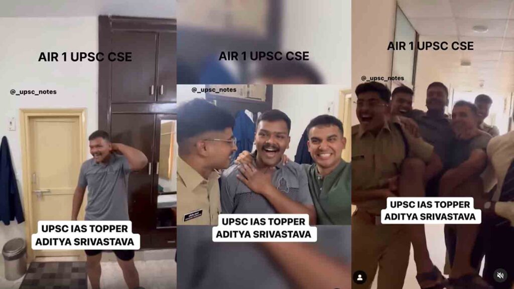 Watch a video capturing Aditya Srivastava's first reaction and celebration as the UPSC topper