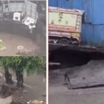 Road Caves In on LBS Marg in Bhandup, Three Trees Uprooted